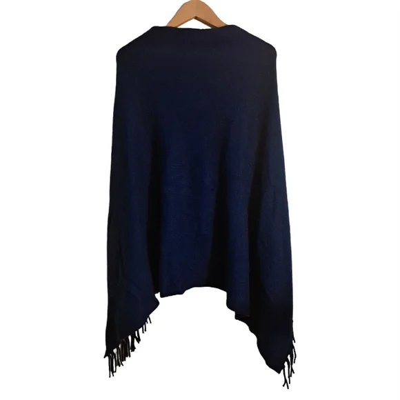 J. Mclaughlin Button Front Fringed Cashmere Poncho - Picture 5 of 5